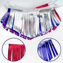 Blue Red Silver Tassel Banner Metallic Fabric Pennant Bunting Flag for 4th of July American USA National Day Patriotic Veterans Graduation Wedding Birthday Retirement Nautical Party Decorations by GreenHaven Gardens