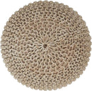 REDEARTH Round Pouf Ottoman - Hand Knitted Cable Boho Poof Home Décor Pouffe Circular Footrest for Living Room - Nursery - Bedroom - Lounge 100% Cotton (18”x18”x14”) - Beige Ivory by CozyNest Decor
