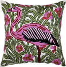 William Morris Flamingo Floral Pillow Cover - Hand Embroidered Modern Flower Pillowcase, Outdoor Cushion, Suzani Farmhouse Chair Throw, Couch Cushions - Wool, Size 18x18 by CozyNest Decor
