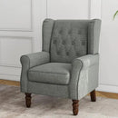 Lumibee High Back Accent Chair,Upholstered Wingback Armchair with Solid Wood Legs for Small Spaces,Comfy Single Sofa Chair for Living Room,Bedroom,Office-Gray by CozyNest Decor