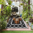 GENIMO 5' x 8' Outdoor Rug Waterproof for Patio Decor, Foldable Reversible Plastic Straw Area Rugs Mat for Camper, Outside Carpet for Rv, Deck, Porch, Picnic, Beach, Balcony, Black & White by CozyNest Decor