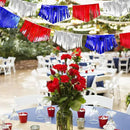 Blue Red Silver Tassel Banner Metallic Fabric Pennant Bunting Flag for 4th of July American USA National Day Patriotic Veterans Graduation Wedding Birthday Retirement Nautical Party Decorations by GreenHaven Gardens