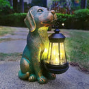Dog Garden Statues with Solar Lantern Outdoor Decor-Dog Solar Figurines Lights Decorations for Patio Yard Lawn Ornaments-Gifts for Birthday Easter Housewarming
