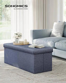 SONGMICS MAZIE Collection - 43 Inches Folding Storage Ottoman Bench, Ottoman Foot Rest, End of Bed Bench, Storage Chest, Load 660 lb, for Living Room, Bedroom, Entryway, Misty Blue ULSF077Q01 by CozyNest Decor