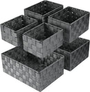 Woven Storage Baskets, Storage Bins, Cube Basket Container Baskets Storage Boxes Organizers for Clothes /Shelves/ Closet, Set of 6 (Grey) by TinyTreasures Baby Boutique