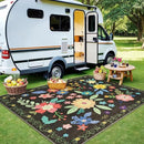 GENIMO Indoor Outdoor Area Rug 5' X 7' Waterproof, Washable Patio Rug Non Shedding, Easy Cleaning Floral Outdoor Carpet for Living Room, Bedroom, Dining Room, Balcony, Backyard, Deck, RV, Black by GreenHaven Gardens