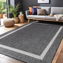 Bordered Outdoor Rug 5x7 Washable Outside Carpet for Indoor Patio Porch Waterproof Easy Cleaning Non Shedding Area Rugs Gray 5 x 7 by CozyNest Decor