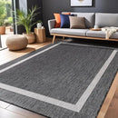 Bordered Outdoor Rug 6x9 Washable Outside Carpet for Indoor Patio Porch Waterproof Easy Cleaning Non Shedding Area Rugs Gray 6 x 9 by CozyNest Decor