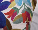 Cream Floral Pillow Cover Blue Flower Pillowcase Boho Cushion Florals Accent Throw Pillowsham Wool Hand Embroidered Size 18x18 by CozyNest Decor