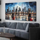 Brooklyn Bridge Wall Art for Bedroom,Modern City Large Canvas Wall Art Living Room,Blue Home Office Decor 29 x 59 Inch by CozyNest Decor