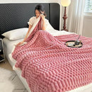 UKELER Pink Sherpa Throw Blanket 60 × 80 inch, 470 GSM Striped Sherpa Fleece Blankets for All Season, Warm and Cozy Blanket for Couch Sofa Bed Office Camping by CozyNest Decor