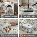 Area Rug Living Room Rugs: 5x7 Abstract Washable Rugs Ultra Soft Carpets with Non-Slip Backing Stain Resistant Carpet for Dining Room Table Bedroom Nursery Indoor Home Office Brown/Gray by TinyTreasures Baby Boutique