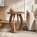Tribesigns End Table, Round Side Table with Storage, Farmhouse Nightstand Bedside with Round Tabletop, Accent End Table for Living Room Bedroom Small Space, Wooden Accent Furniture (2, Brown) by CozyNest Decor