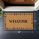 Barnyard Designs Natural Coco Coir Heavy Duty Backing Doormat - Large Cute Non-Slip Front Door Welcome Mat for Outside Entrance or Porch Entry, Brown (17x30, Welcome Paws) by CozyNest Decor
