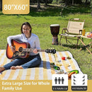 HX&OD Outdoor Picnic Blanket Extra Large, 80''*60'' Waterproof Picnic Mat with Stakes Foldable Camping Blanket Portable with Carry Strap for Beach Mat (Green& White, 80''*60'') by TinyTreasures Baby Boutique