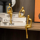 Gold Home Decor Thinker Statue Accents, Set of 3 Thinker Sculptures Office Decor Modern Abstract Resin Decoration on Shelf Table Desk for Living Room Office Bedroom (Large Gold) by CozyNest Decor