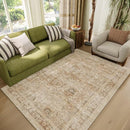 Washable 4x6 Rugs for Living Room, Boho Non-Slip Silicone Backing Small Rugs for Bedroom Nursery Office, 0.3" Neutral Oriental Throw Carpet with 0.16" Cushioning Pad, Brown/Multi by TinyTreasures Baby Boutique