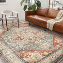 Washable Area Rug 8'x10' Red Khaki Retro Boho Design Non-Shedding Non-Slip Easy Care Ideal for High Traffic Areas in Living Room Bedroom Office Coffee Table Kitchen Large Carpet by TinyTreasures Baby Boutique