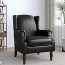 Accent Chair, Faux Leather High Back Armchair or Living Room, Comfy Upholstered Single Sofa Reading Chair with Solid Wood Legs for Office, Bedroom, Waiting Room-Black by CozyNest Decor