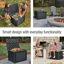 Rubbermaid Medium Resin Outdoor Storage Deck Box (74 Gal), Weather Resistant, Black, Deck Organization for Home/Backyard/Pool Chemicals/Toys/Garden Tools/Porch/Patio Cushions by GreenHaven Gardens