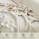 Amélie Home Chenille Waffle Throw Blanket for Couch, Reversible Pineapple Stitch Knit Soft Cozy Knit Blanket Lightweight Warm Decorative Throw for Sofa, Bed, Living Room, 60"x80", Beige&Ivory by CozyNest Decor