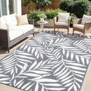 OLANLY Waterproof Outdoor Rug 5x8 ft, Reversible Outdoor Plastic Straw Rug with Leaf Pattern, RV Mat, Indoor Outdoor Carpet for Patio, Camping, Balcony, Deck, Backyard, Grey & White by CozyNest Decor