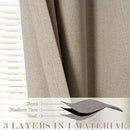 100% Blackout Linen Textured Drapes for Bedroom Pinch Pleated Curtains for Track System Portable Drapery for Sliding Glass Door/Storage/Space Room Divider, 70" Wx102 L, 1 PC, Light Khaki by CozyNest Decor