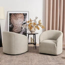 KINWELL 32" Wide Modern Boucle Swivel Barrel Chairs Set of 2, No Assembly Round Upholstered Swivel Accent Armchairs for Living Room, Bedroom (Oatmeal) by CozyNest Decor