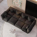 Modern Minimalist Chenille Modular Sectional Sofa, Oversized 8-Seater Sleeper Sofa with Movable Ottoman, Thick Cushions, Upholstered Couch for Living Room, Bedroom, Office, Apartment(Black,8-Seater) by CozyNest Decor