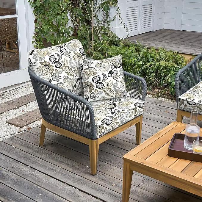 LVTXIII Outdoor Seat and Back Cushion Patio Deep Seat Cushion Set Seasonal Chair Cushion for Wicker Chairs and Garden Furniture Decoration, 22"x22"x4", Dailey Tan, photo 6 of 6