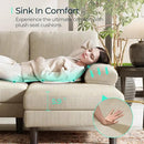 LINSY HOME Sectional Couch, 111'' W Corduroy U Shaped Sofa with Sleepable Armrests, 4 Seat Couch with Double Chaises, Deep Seat Sofa for Living Room, Beige by CozyNest Decor