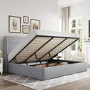 Allewie King Size Lift Up Storage Bed, Modern Wingback Headboard, Hydraulic Support, No Box Spring Needed, Light Grey by CozyNest Decor