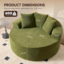 ovios 58" Oversized Round Chair Lounge Chaise Indoor, No Assembly Required, Cloud Large Circle Chair with Plush Fuax Fur, Fluffy Modern Sleeper Sofa Bed for Reading Yoga, Green (Cloud Velvet) by CozyNest Decor