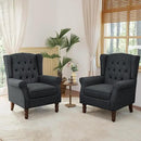 Lumibee High Back Accent Chair Set of 2,Upholstered Wingback Armchair with Solid Wood Legs for Small Spaces,Comfy Single Sofa Chair for Living Room,Bedroom,Office-Black Blue by CozyNest Decor