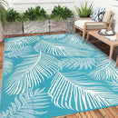 Pauwer Waterproof Outdoor Rug 8x10, Reversible Plastic Straw Patio Camping Rug, Indoor Outdoor RV Mat Carpet for Deck, Camper, Porch, Balcony, Backyard, Picnic, Leaf Teal by GreenHaven Gardens