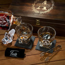 Personalized Whiskey Decanter and Stones Set - Customized Gift for Him - Men, Dad, Father - Engraved Twisted Decanter,2 Twisted Glasses, 2 XL Chilling Balls, Coasters, Tongs in Wooden Gift Box by CozyNest Decor