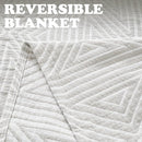 jinchan Boho 100% Cotton Blanket Muslin Twin Size 60x80 Inches Lightweight 3-Layer Geometric Triangle Striped Reversible Quilt Throw Soft Breathable Comfy All Seasons for Couch Bed Decor, Light Grey by CozyNest Decor