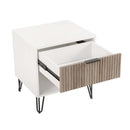 Dumbo - Fluted Nightstand With 1 Drawer - Gray / White by HouseOfZazla
