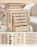 AKOZLIN Jewelry Box 360° Rotating 6-Tier Functional Jewelry Storage Case Organizer for Women Girls Ring Necklace Earring Bracelet Holder with Mirror by TinyTreasures Baby Boutique