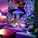 ADDWel Blacklight Mushroom Tapestry, Upright Tapestry Glow In The Dark, UV Reactive Black Light Tapestries Posters Wall Hanging for Backdrop Bedroom Dorm Living Room Decor(70"x90") by CozyNest Decor
