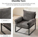 YISHENG Accent Chair with 6-Angle Adjustable Backrest, Chenille Fabric Living Room Chair Upholstered Lounge Chair, Modern Chair Cozy Reclining Chair for Reading Room, 1PC Gray by CozyNest Decor