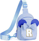 Birthday Gifts for Girls, Sling Bags for Girl Kid Travel, Birthday Gifts for 3 4 5 6 7 8 9 10 Year Old Girls Small Initial Blue Cross Body Sling Bag for Daughter Gift (Blue R) by TinyTreasures Baby Boutique