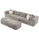 Modular Sectional Sofa, Boneless Couch With 2 Movable Ottomans by HouseOfZazla