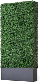 AGPL Upgraded Artificial Boxwood Hedge Wall with Dark Gray Stainless Steel Planter (96" Height 48" Width 12" Deep) Outdoor and Indoor Backdrop Divider Privacy Screen and Decorative Wall by CozyNest Decor