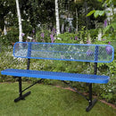 6FT Outdoor Benches Heavy Duty Park Bench with Back Portable Frame, Blue Metal Steel Bench, Outdoor Garden Bench Expanded Metal Mesh Bench for Lawn, Park, Deck, Garden, Patio, Porch, Black (Blue, 6FT) by GreenHaven Gardens