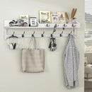 AMBIRD 35 inch Coat Rack Wall Mount, Extra Long Coat Hooks Wall Mount, Entryway Shelf with 7 Dual Coat Hooks 4 Key Hooks Mail Organizer, Wooden Wall Coat Rack with Hooks, Key Holder Rack (White) by CozyNest Decor