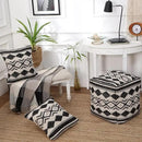 REDEARTH · Tufted Pouf Ottoman with Filler Textured Storage Cube Bean Bag Pouffe Footrest for Living Room, Bedroom, Nursery, Kidsroom; 100% Cotton (17.5"X17.5"X17.5", Linear Diamond Black) by CozyNest Decor