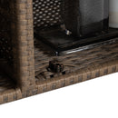 Outdoor Wicker Bar Cart with Glass Top and Wheels