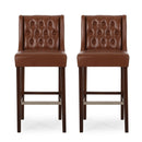 Solstara Upholstered Dining Barstool with Button Tufted and Wing Back by HouseOfZazla