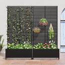 Casaphoria Metal Raised Garden Bed with Trellis and Wheels, 72"x35"x16" Planter Box for Climbing Plants, Vegetables & Vines, Features Drainage Holes and Privacy Screen (Black-Louvered) by GreenHaven Gardens